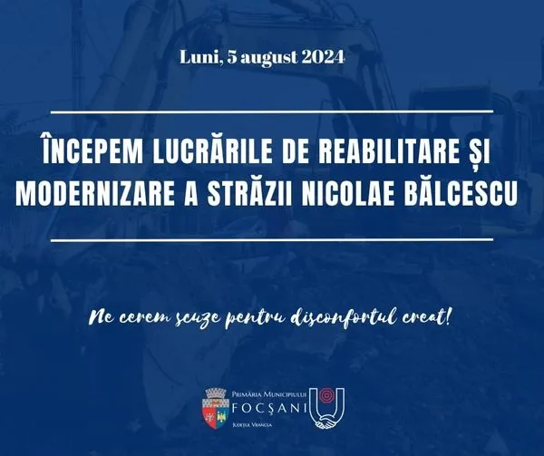 Lucrări de reabilitare străzi în Focșani, prin PNI "Anghel Saligny"
